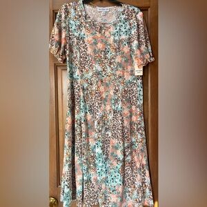 Southern Lady Peach, Aqua & Cream Floral Dress. Brand New Size Small